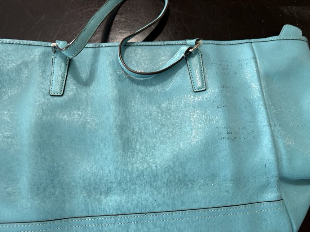 Coach Saffiano Leather East West City Tote 23576 Robin’s Egg Blue Project Piece